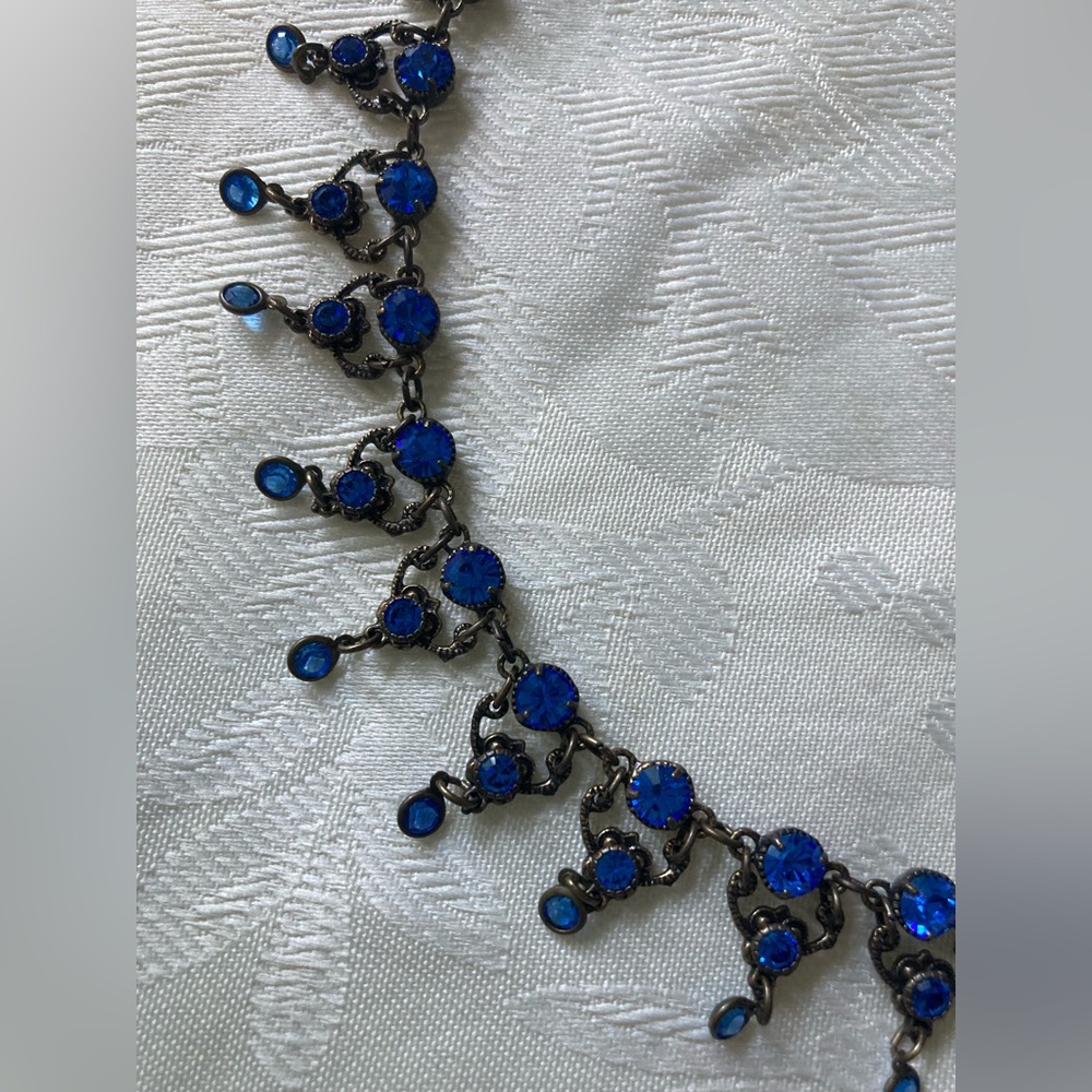 KENNY MA San Francisco Blue Sapphire Crystal Collar Necklace - Picture 6 of 11